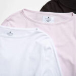 White, pink and black crew-neck t-shirts