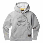 Light-grey hoodie with "Leatherman Multi-tools, an American Original" written in dark-grey on the chest in vintage stamp design.