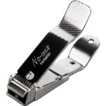 Stainless steel toenail clipper with compartment that catches the nail clippings.