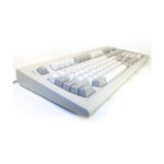 White colored, vintage-styled, mechanical keyboard made in the USA