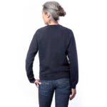 Backview of woman wearing blue cotton sweatshirt