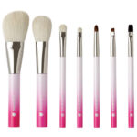 Selection of Hakuhodo make-up brushes with sliver, white and pink handles