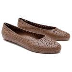 Brown Okabashi ballet flats featuring elegant airholes