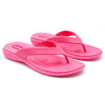 Pink women's flip flops with arch support made in the USA