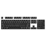 Keyboard layout with black keycaps with print