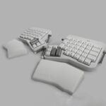 White ergonomic keyboard with wrist rests