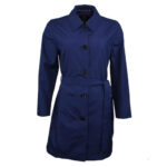 Navy balmacaan raincoat for women frontview