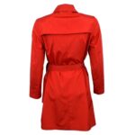 Red balmacaan raincoat for women backview