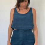 Sustainable, navy blue cotton top for women made in the USA