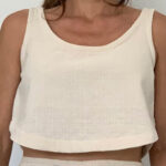 Sustainable, cream colored cotton top for women made in the USA