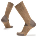 Beige woolen boot socks with darker beige detailing.