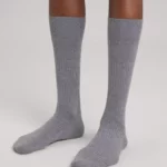 Light grey cotton crew socks.