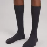 Charcoal melange cotton crew socks.