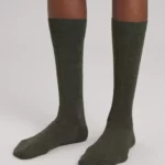 Dark green wool crew socks.