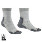 Light grey crew socks with dark grey detailing.