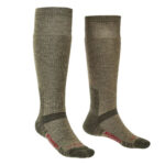 Army green overcalf socks.