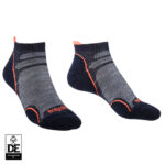 Grey and black ankle socls with orange detailing.