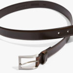 Chocolate colored, urban belt with brushed nickel buckle.