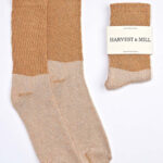 Brown cotton crew socks.