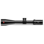 Sideview of long black rifle scope.