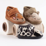 Kids' slippers with animal motives.