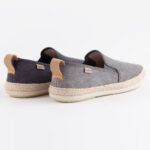 Stylish grey and navy men's slipon shoes.