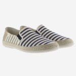 Navy striped men's slipon shoes.