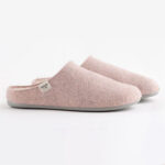 Pink women's slip on slippers.