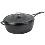 Deep cast iron skillet with lid.