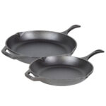 Cast iron skillet set.