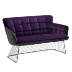 Purple, leather, vintage sofa.