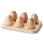 Wooden toy eggs.