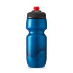 Medium sized blue water bottle.