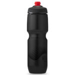 Large black water bottle.