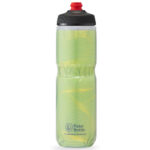 Large water bottle with green and yellow foil insulation bag.